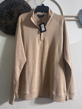 Peter Millar Men's Zip-Neck Sweater in Light Tan